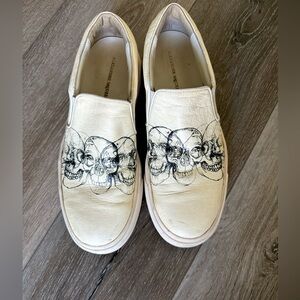 Alexander McQueen Mens Shoes Slip-On Leather Designer White Sneakers EU 40